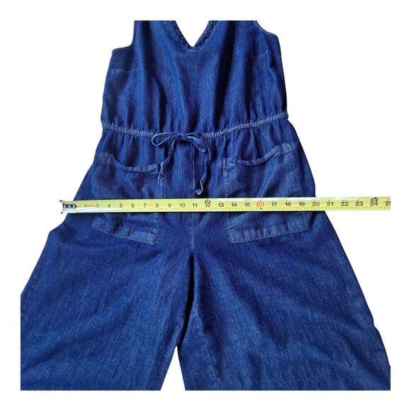 Waist Defined Utility Jumpsuit Old Navy Sleeveless Chambray V Neck Wide Leg L - Picture 10 of 16